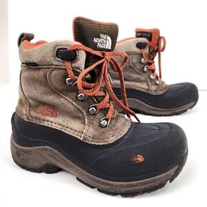 The North Face Chilkat Lace Boy's Size 3 Shoes Brown Insulated Waterproof Boots